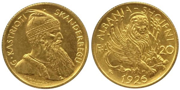 1926R Albania 20 Franga Gold Unc Ξένα Συλλεκτικά Νομίσματα