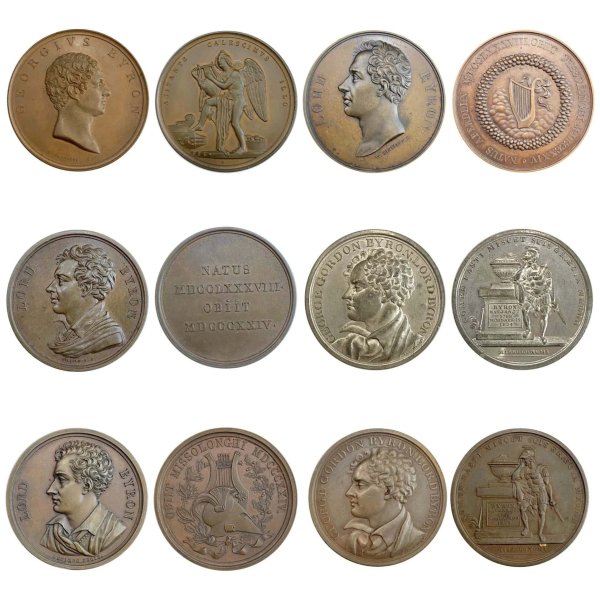 Λόρδος Βύρων , 6 αναμνηστικά Μετάλλια (1788-1824) Αναμνηστικά Μετάλλια