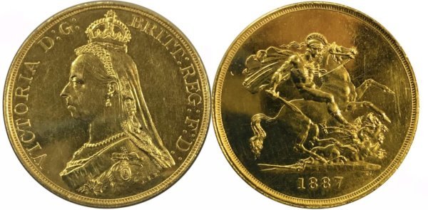 1887 χρυσό πεντόλιρο Βικτωρίας (γνήσιο) Ξένα Συλλεκτικά Νομίσματα