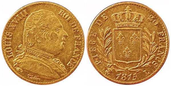 1815 Γαλλία 20 φράγκα Ξένα Συλλεκτικά Νομίσματα