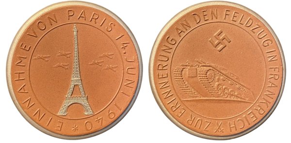 1940 Meissen medal capture of Paris Αναμνηστικά Μετάλλια