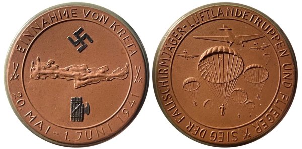 1941 Meissen Porcelain Kreta (brown) Medal Αναμνηστικά Μετάλλια