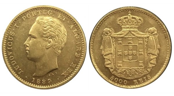 Πορτογαλία 1889 , 5000 Reis , UNC Ξένα νομίσματα