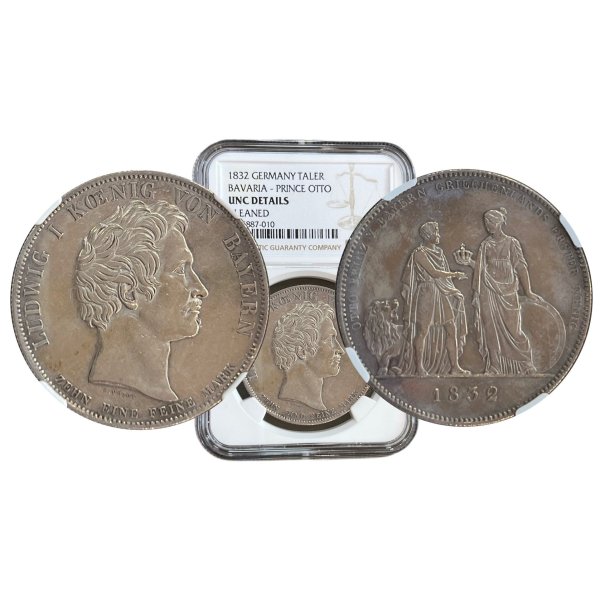 Greece 1832 Bavaria 1 Thaler, NGC UNC Details Ξένα νομίσματα