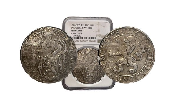 SILVER LION DOLLAR 1616 OVERYSSEL NETHERLAND 1LD NGC VF DETAILS Ξένα Συλλεκτικά Νομίσματα