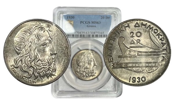 Ελλάδα Νόμισμα 20 Δραχμές 1930 PCGS MS63 Ελληνικά Νομίσματα