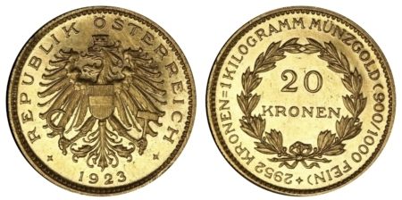 Austria 20 kronen 1923 , 1918-1938, BU, rare Ξένα Συλλεκτικά Νομίσματα